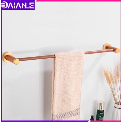 Towel Bar Aluminum Wood Bathroom Towel Holder Wall Mounted Towel Rack Hanging Holder Bathroom Accessories Crafts Storage Hanger