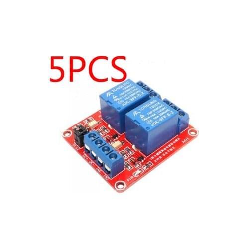 5PCS 12V 2 Channel 4 Road Relay Module with Optocoupler Isolation Supports High and Low Trigger
