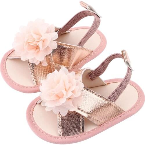 Baby Summer Shose Girls Sandals Soft Sole Anti-Slip Flower Flat Shoes Infant First Walkers 0-18M