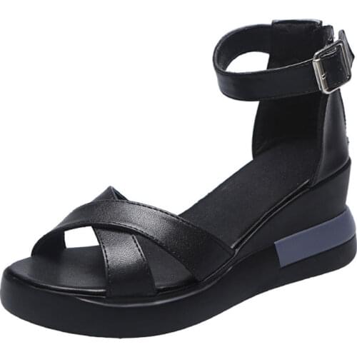 Womens sandals 2021 new style wedge with wild thick-soled word belt fashion summer Roman shoes women