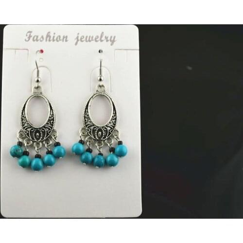 10pair/lot Restore Ancient Tibetan Silver Earrings Natural Howlite Alloy Drop Earrings