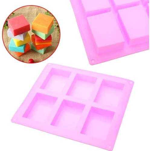 Silicone Pudding Candy Cake Soap Mold 6 Cavity Square Silicone Mold Supplies Craft DIY Handmade Soap Making Mold
