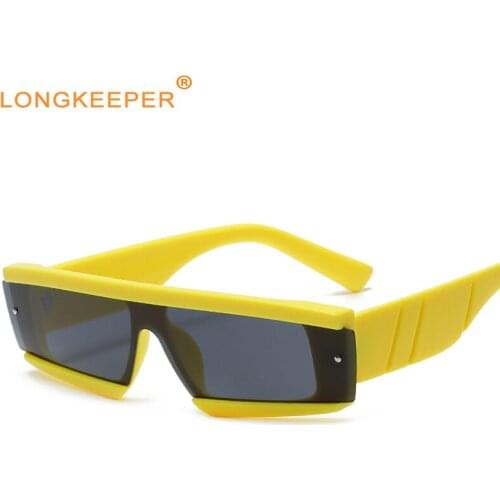 New Yellow Rectangle Sunglasses Women Punk Glasses Men Vintage Brand Designer Square Sun Glasses UV Protection lentes de sol