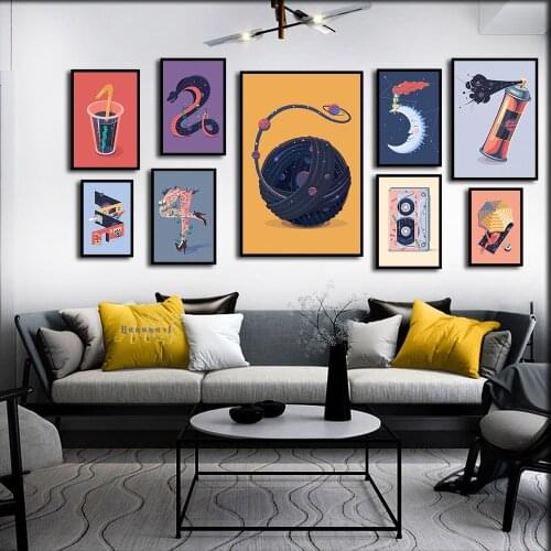 Modern Living Room Abstract Figure Moon Creative Illustration Numbers Poster Canvas Painting Wall Art Picture Home Decoration