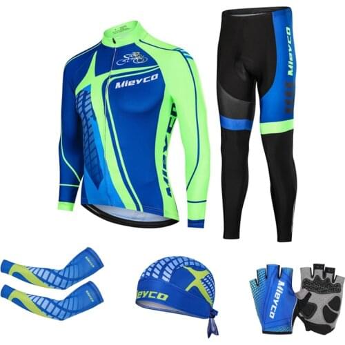 Racing Cyclist Set Spring Autumn Men Cycling Clothing Set Sportswear Road Mountain Bicycle Bike Outdoor Full Zip Long Sleeve Set