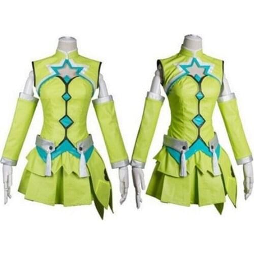 Green Dress Top Skirt Uniform Game Glory of King Cosplay Costume Sunshangxiang for Halloween Fancy Stage Performance Props