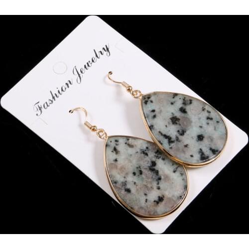 Fashion Water Drop Shape Earrings Natural Stone White Turquoises Drop Earrings for Women Jewelry Size 30x45mm Wholesale