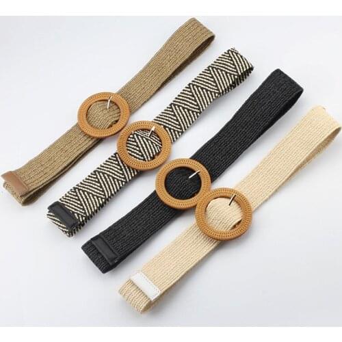 Women Vintage Weave Belt Plastic Ring Pin Buckle Waist Belts Fashion Trouser Waistband For Female Leisure Canvas Jeans Dress Z10
