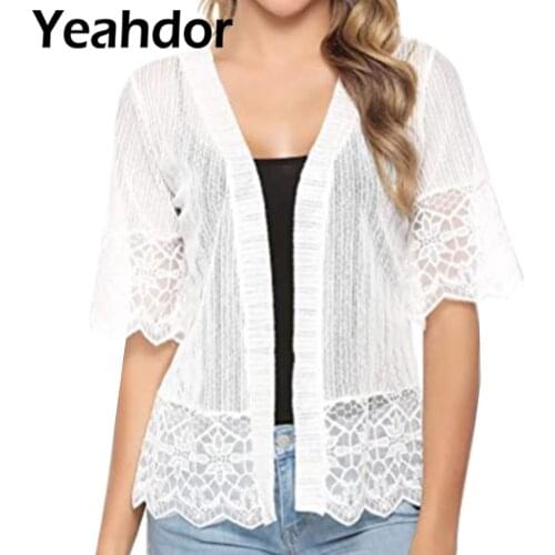 Women Elegant Lace Bolero Short Sleeve Open Front See Through Shrugs Cardigans Shawl Bridal Boleros Wraps Wedding Accessories