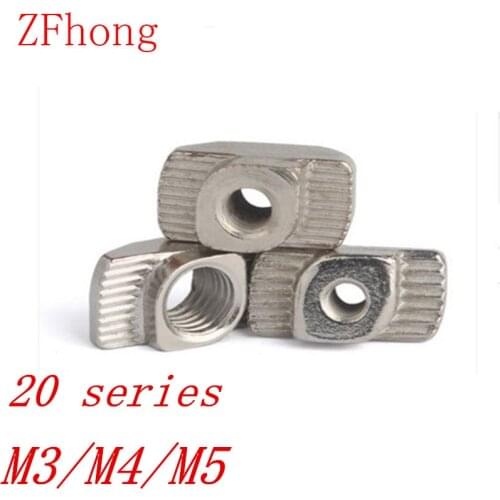 1000PCS 20TN m3 m4 m5 T Nut Hammer head Nut Connector T Fastener Nut Nickel Plated for 2020 Alumininum profile slot 6