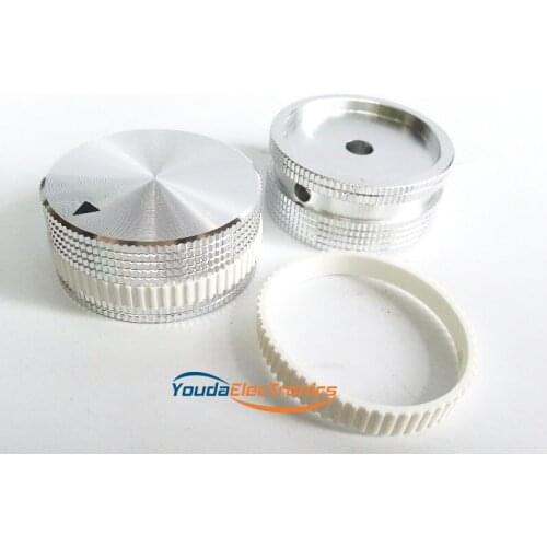 2PCs Silver 40X18 mm Aluminium HIFI AMP volume Control potentiometer Knob 6.0mm hole