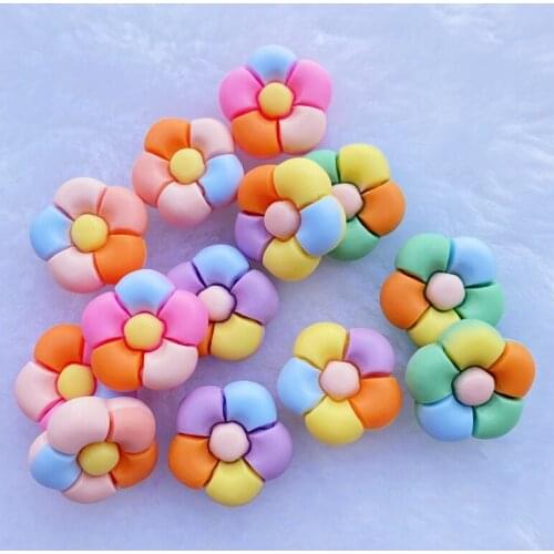 20Pcs Resin Lovely Mixed colorful flowers Flatback Cabochon Scrapbook Kawaii DIY Embellishments Accessories F21