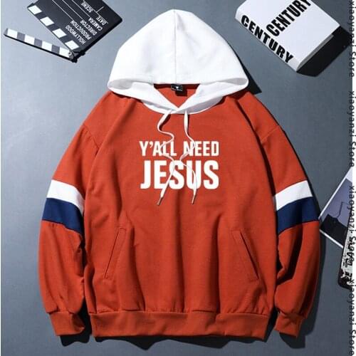 2020 hoodies Mens sweatshirts Boys Male hoodies 100% cotton Y'all Need Jesus pullovers Christian church youth Worship clothes