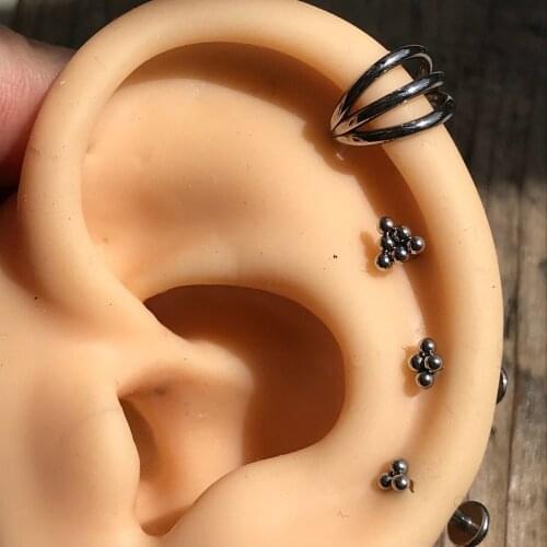 4pc/Set Labret Tragus Daith Helix Cartilage Earring Stainless Steel 16G Trinity Lip Rings Hinged Septum Clicker Piercing Ombligo