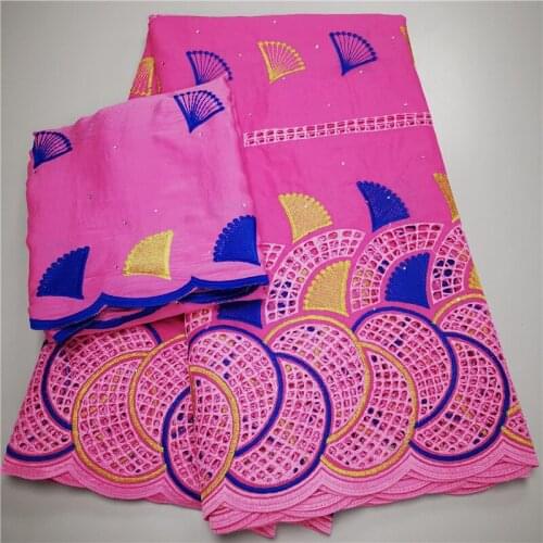 7 Yard Dry Lace Fabric Latest Heavy Beaded Embroidery African 100% Cotton Swiss Voile Popular Dubai Style For Party Wedding 9L92