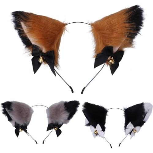 Hair Accessories Headwear Cute Animal Ears Shape Faux Rabbit Fur Women Cosplay Hair Band for Theme Party Women Girl Hair Band
