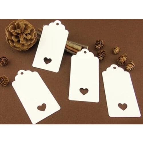 100Pcs (9x4cm) DIY Kraft Paper Tags White Yellow Rectangle Heart Label Luggage Wedding Note Blank Price Hang Tag Kraft Gifts