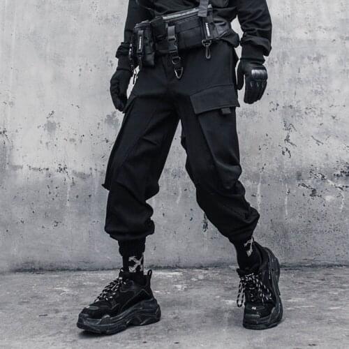 Streetwear Harajuku Big Pockets Cargo Pants Techwear Tactical Joggers Pants Men Casual Trousers Elastic Waist Loose Sweatpants