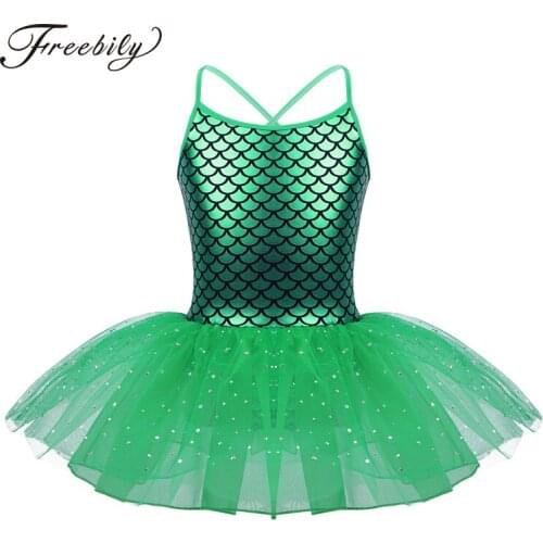 Kids Girls Glitter Green Mermaid Costume Halloween Fancy Dress up Party Little Mermaid Princess Party Costume Ballet Tutu Dress