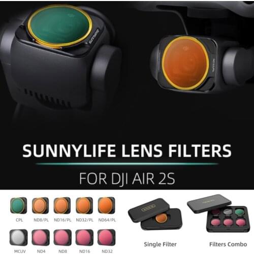 Sunnylife Lens Filter Adjustable CPL Filters ND32 ND16 ND8/PL ND64/PL MCUV Camera Filter Kit For DJI AIR 2S Drone Accessories