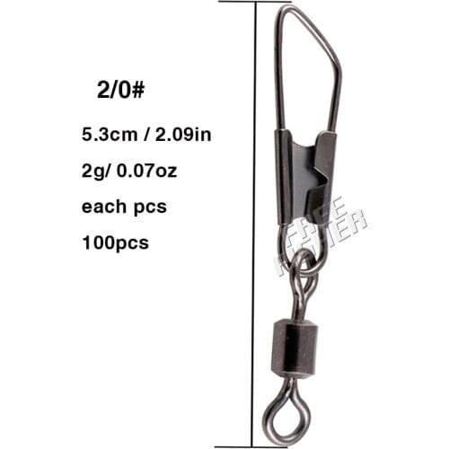 Free Fisher 100pcs/set Fishing Rolling Swivel 2/0# Fishing Hooks Connector peche carpe accessoires