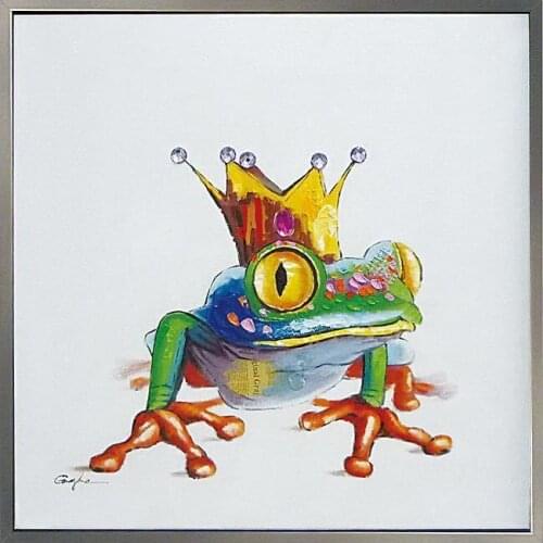 Picture Cartoon Frogs Handmade Decoration Oil Painting Canvas Modern Art Cartoon Oil Painting Abstract Animal Wall Art Wholesale