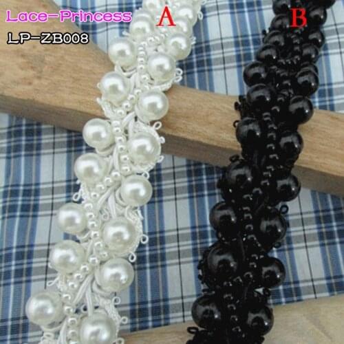 1 yard 2CM white black fabric bright drillclothing accessories collar flower DIY handmade beading Braid lace trim fabric ZB008
