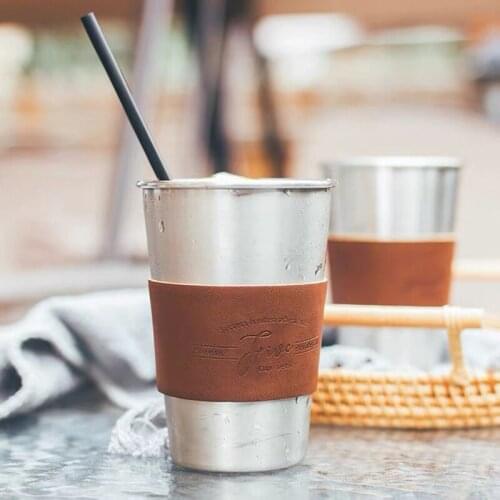 Stainless Steel Mugs Hand Cup Mug Tea Milk Beer Coffee Cups Couples Home Office School Creative Gift