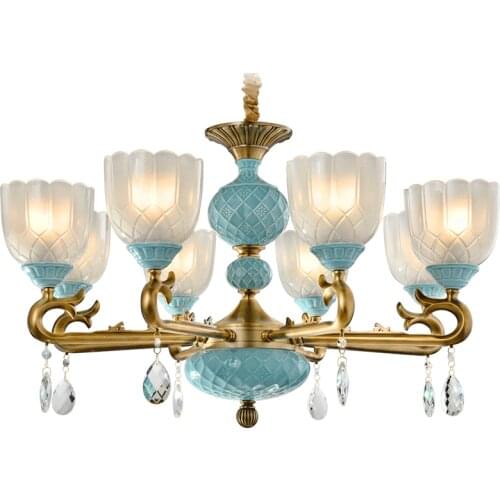 Modern Copper Crystal Chandelier style living room chandeliers American retro Mediterranean Chandelier Ceiling dining room lamp