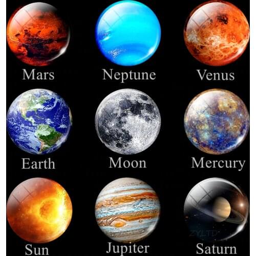 50MM Eight Planets Fridge Magnet Full Moon Earth Solar System Planet Universe Galaxy Nebula Star Refrigerator Magnets Home Decor