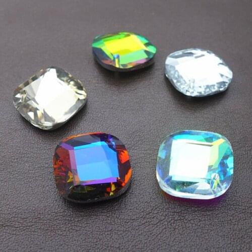 20mm metalic/metallic/rainbow crystal square diamond shape charms pendants glass earring jewelry making diy 20pcs PP00