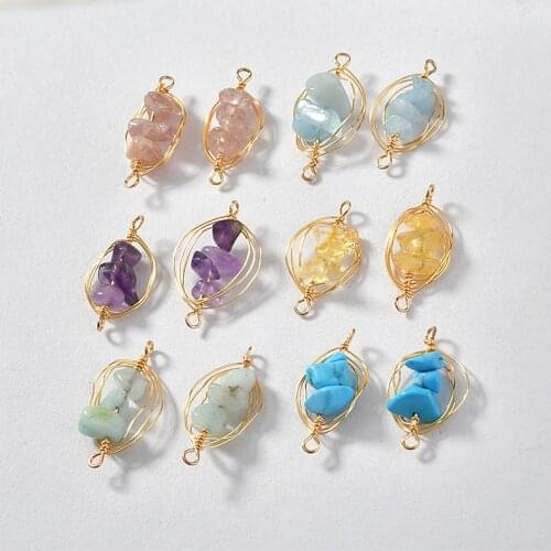 Min order 20pcs/lot color irregular stone beads geometry handmade winding ovals charms diy jewelry earring/bracelet accessory