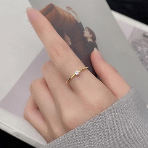 Real 925 Sterling Silver Geometric Zircon Ring For Fashion Women Party Fine Jewelry Minimalist Classic Accessories Gift
