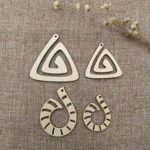 Unfinished Blank Geometric Wood Shape Cutout Wooden Charm Earring for DIY Dangle Earring Jewelry Making Supplies