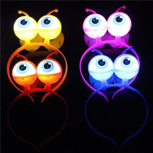 Alien Eyeball LED Hair Hoop Flashing Glow Headband Crown Heart Light Hairbands Glow Party Halloween Christmas Xmas Birthday