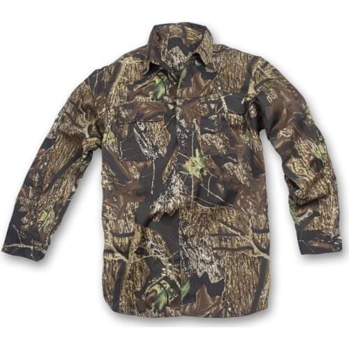 Shirt hunting woodland forest long sleeve flap clothing Hunter Cotton