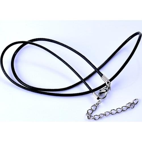 Black high quality 60CM Braided Rope Necklaces Lobster clasp Rope Chain Clasp String Cord leather chain