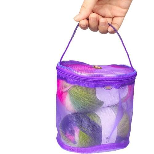 Portable nylon Mesh Weaving Round Hollow Knit Wool Yarn Crochet Needle Accessories Organizer DIY Knitting Craft Storage Bags