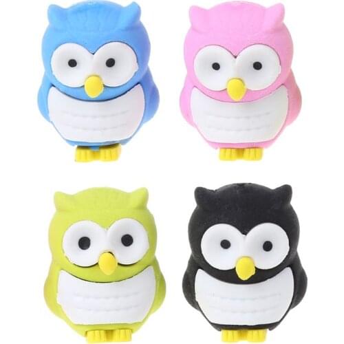Cute 3D Owl Shape Rubber Eraser Student Learning Stationery for Child Creative Gift Kids Eraser Novelty Erasers