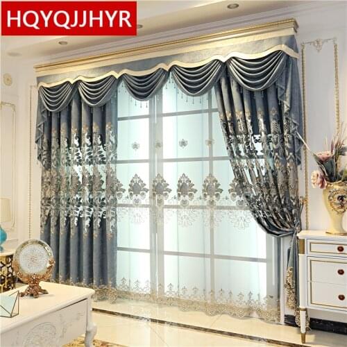 European top luxury embroidered villa curtains for living room windows with high quality embroidered Voile Curtain for bedroom