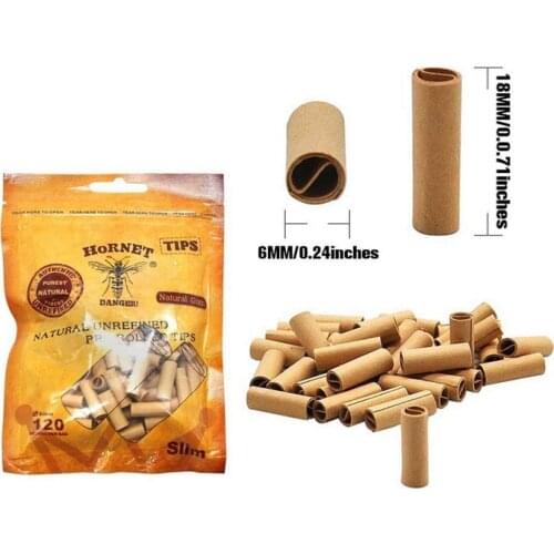 Cigarette Filter Rolled 120x/box Pre Natural Unrefined Rolling Paper Tips