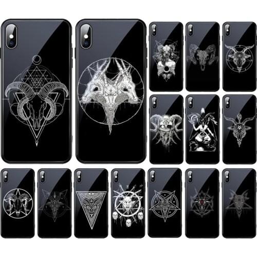 Goat Head Satan Art Glass Phone Case For Apple iphone 12 11 Pro Max XS XR X 8 7 6 6S Plus SE2 Coque Fundas Case