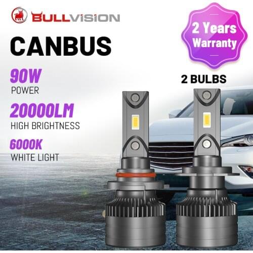 Bullvision H11 LED Headlight 20000LM H4 H8 H9 H7 9005 9006 HB3 HB4 High Beam Low Beam F5 F5C Anti Error Lamps 6500K White Bulbs