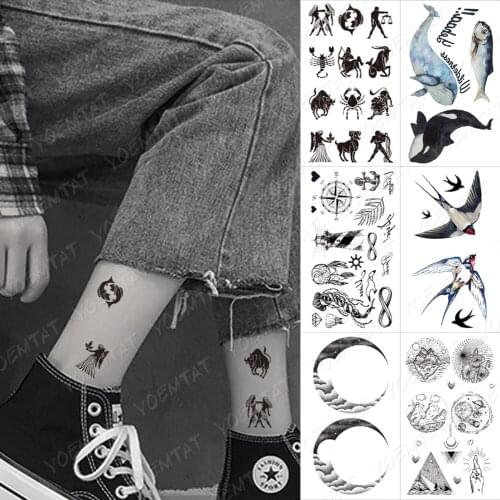 Waterproof Temporary Tattoo Sticker India Simple Pattern Anubis Egypt Moon Black Tattoo Leg Arm Fake Tatoo Man Woman Child Tatto