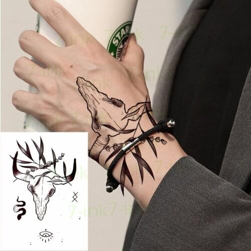 Waterproof Temporary Tattoo Sticker Sheep skull snake eye leaftatto stickers flash tatoo fake tattoos for women girls