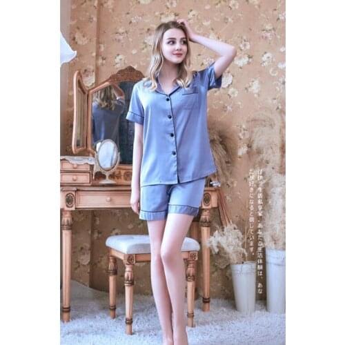 Ladys Homewear Students Leisure Sleepwear Simple Pajamas Summer Thin Silk Short Sleeves Set Nightwear Womens Home Clothes J110