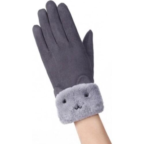 WomensglovesSuedewomens Winter Gloves Plus CashmereCute Rabbit Head Windproofand Cold Mittens Womens Wintercotton Gloves