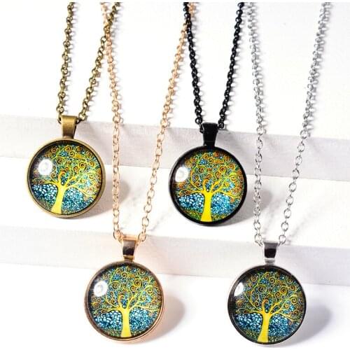 European and American New Retro Fashion Gemstone Necklace Colorful Bough Moonlight Gemstone Alloy Clavicle Chain Women Jewelry