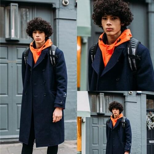 Winter Warm Thick Woolen Navy Mens Coat Gray Custom Made Double Breasted Wedding Tailored Blazer Jacket Only One Piece