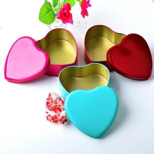 100pcs Heart Shape Metal Tin Candy Box Hearted-Shape Wedding Favor Gift Favours Wedding Party Free Shipping